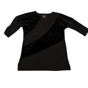 Chico's Women's Black Velvet Striped Tunic Top Size 2 3/4 Sleeve